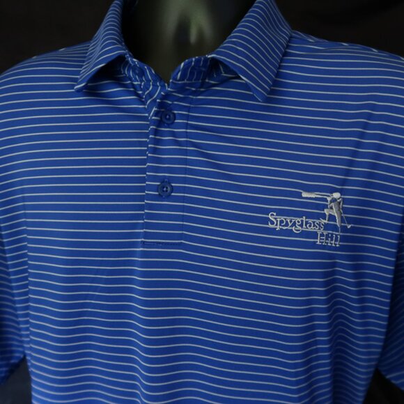 Spyglass Hill Under Armour Blue Striped Stretch Polo (L) ⛳️ ⛳️ - Picture 6 of 8